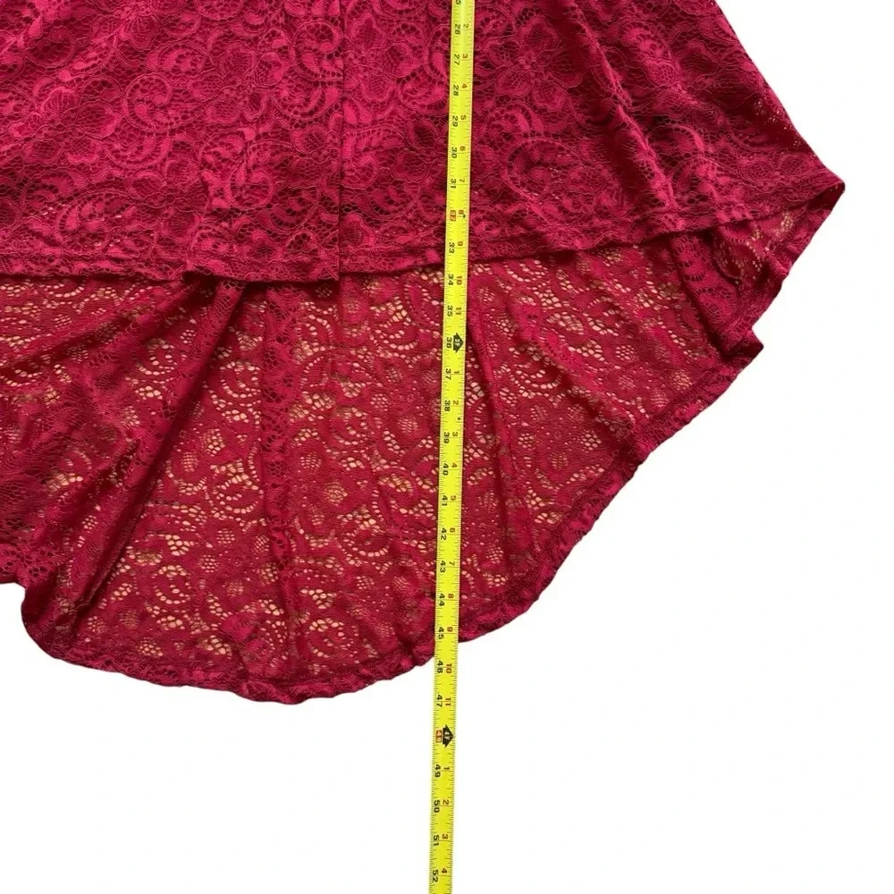 HR Homrain Red Lace Elegant Dress High Low Off the Shoulder MIDI Romantic S - Picture 9 of 13